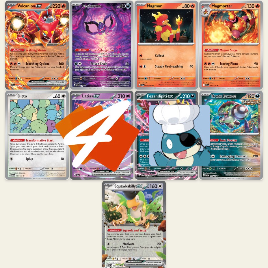 BURN AND POISON with Volcanion ex Double Status Package!